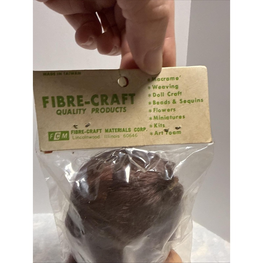 Fibre Craft 8" Brown Hair Craft Doll No. 3019 Acrylic Hair Plastic NEW Head Body - Picture 10 of 12